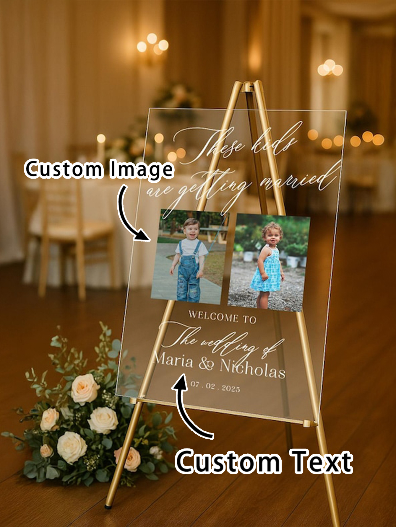 Custom Acrylic Photo Wedding Welcome Sign